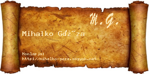 Mihalko Géza névjegykártya