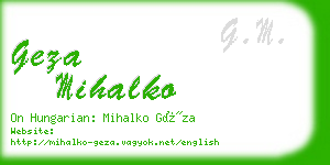 geza mihalko business card